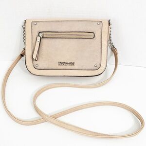 Kenneth Cole Reaction Flap Closure Crossbody Bag Chain Strap Detail Blush Lined